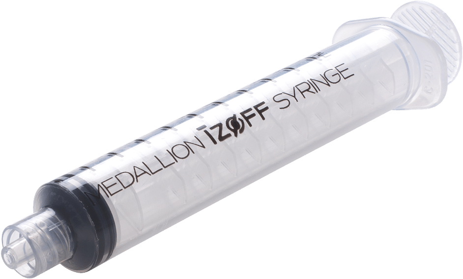 Medallion Izoff Syringe Image Closed Plunger - Syringe Clipart (1420x640), Png Download