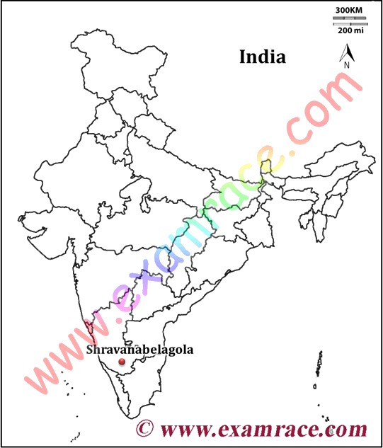 Map Of Bhagwan Sri Bahubali Swami At Shravanabelagola - Blank Political Map Of India Clipart (541x633), Png Download