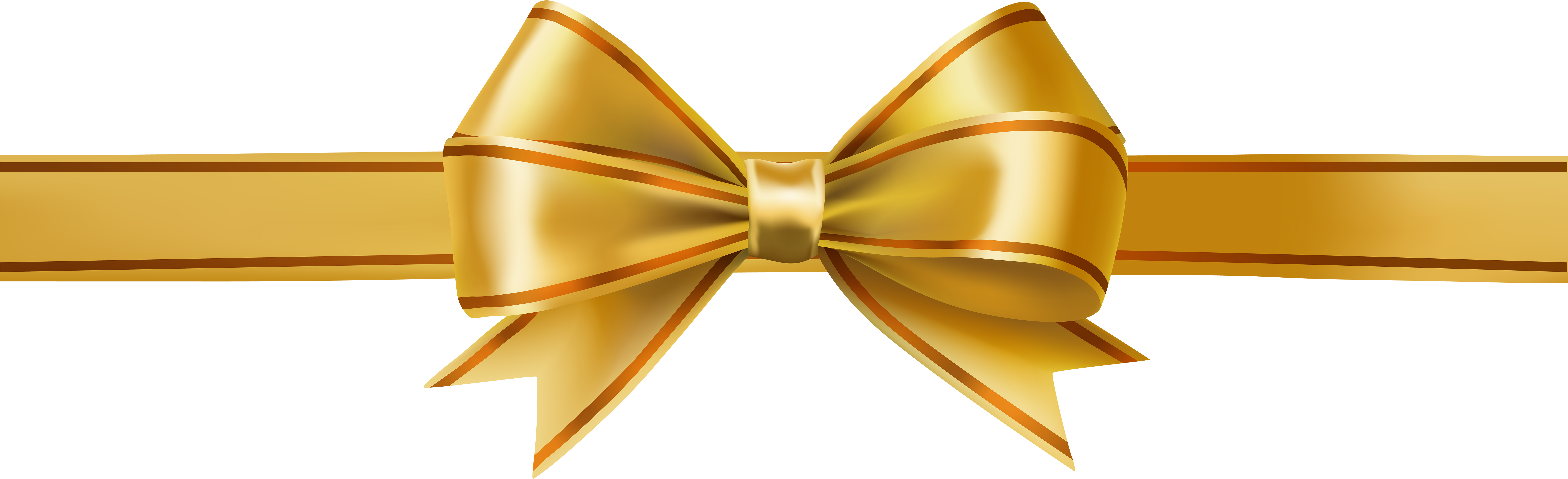 Gold Christmas Bow Clipart - Golden Bow Ribbon Png Transparent Png (8000x2604), Png Download