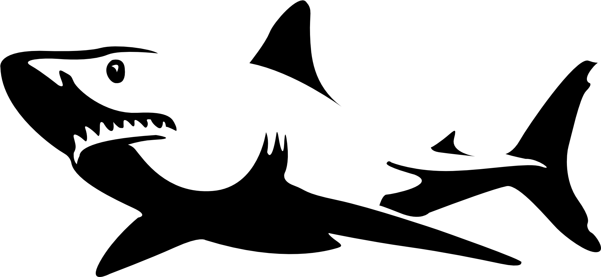Imagem Gratis No - Great White Shark Silhouette Clipart (960x480), Png Download