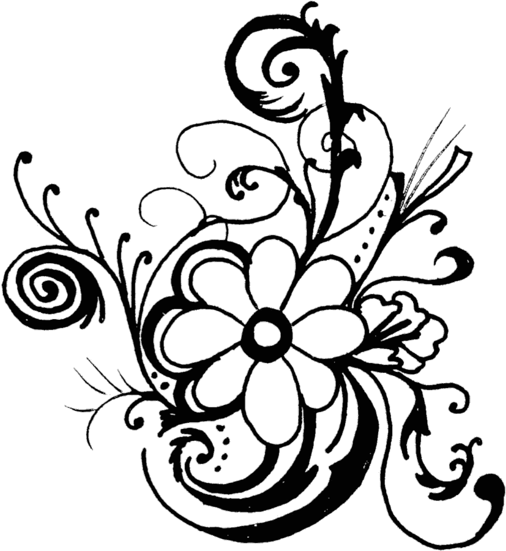 #filligree #swirls #decoration #illustration #flowers - Flowers Clip Art Black And White Border - Png Download (1024x1116), Png Download