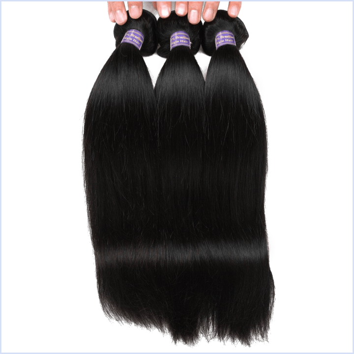 Allove Peruvian Virgin Hair Straight 3 Bundles Virgin - Artificial Hair Integrations Clipart (720x720), Png Download