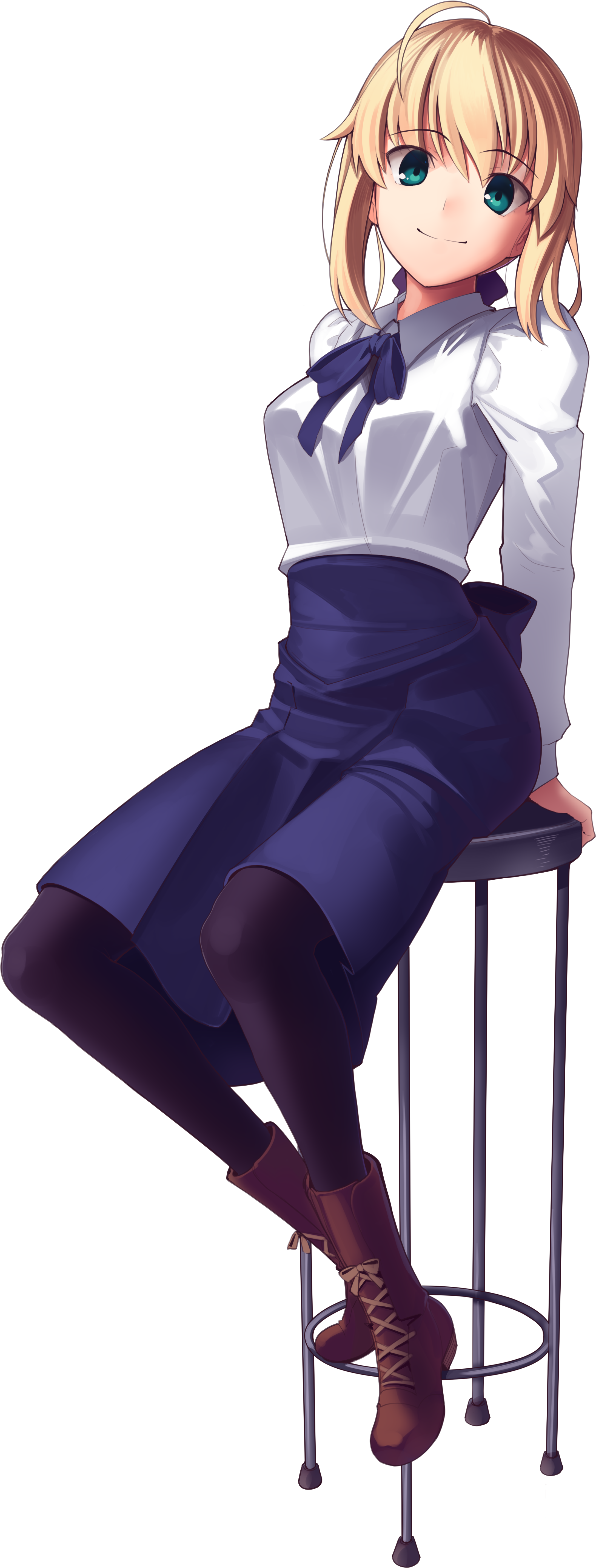 Saber Fate/stay Night Sitting Human Hair Color Cartoon - 4 Chan Pantyhose Clipart (850x2021), Png Download