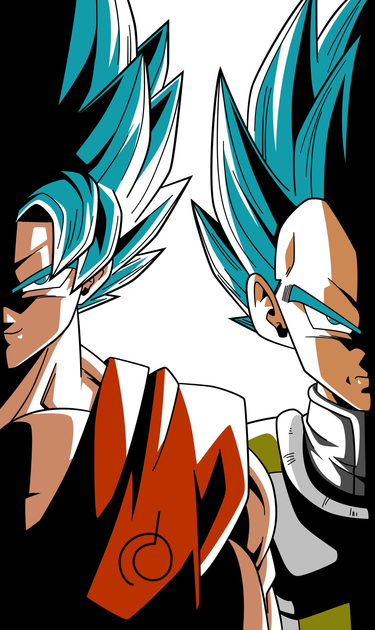 Png - Ss Blue Goku And Vegeta Clipart (1280x2148), Png Download
