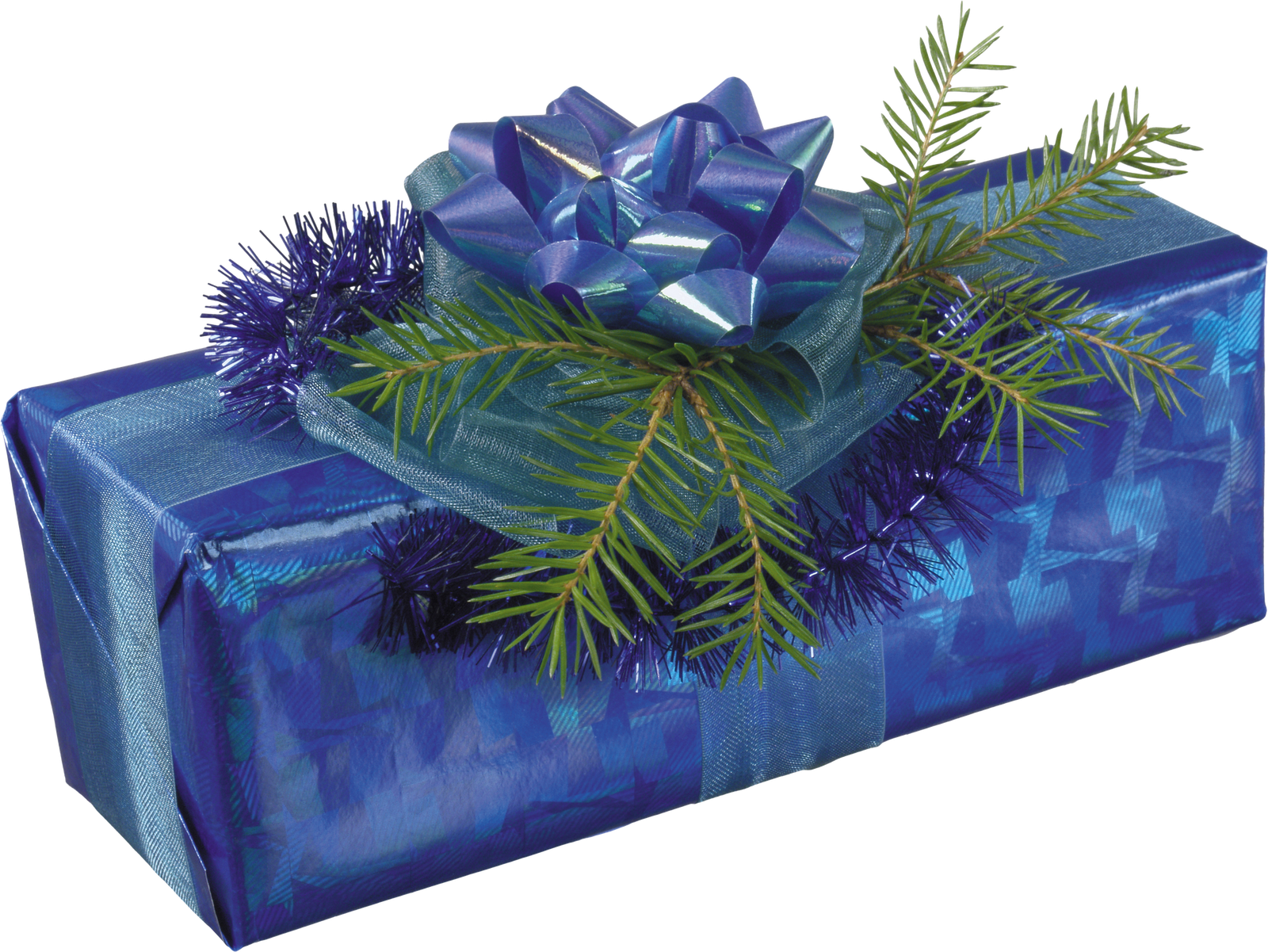 Adornos Luces Y Campanas De Navidad Png - Paquet Cadeau De Noel Bleu Clipart (1600x1201), Png Download