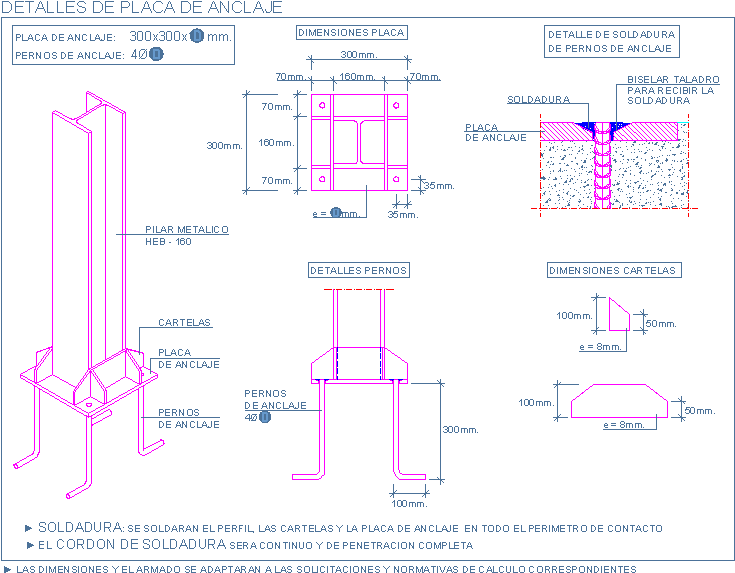 Placa De Anclaje Para Pilar Metálico - Steel Column Base Plate Clipart (750x589), Png Download