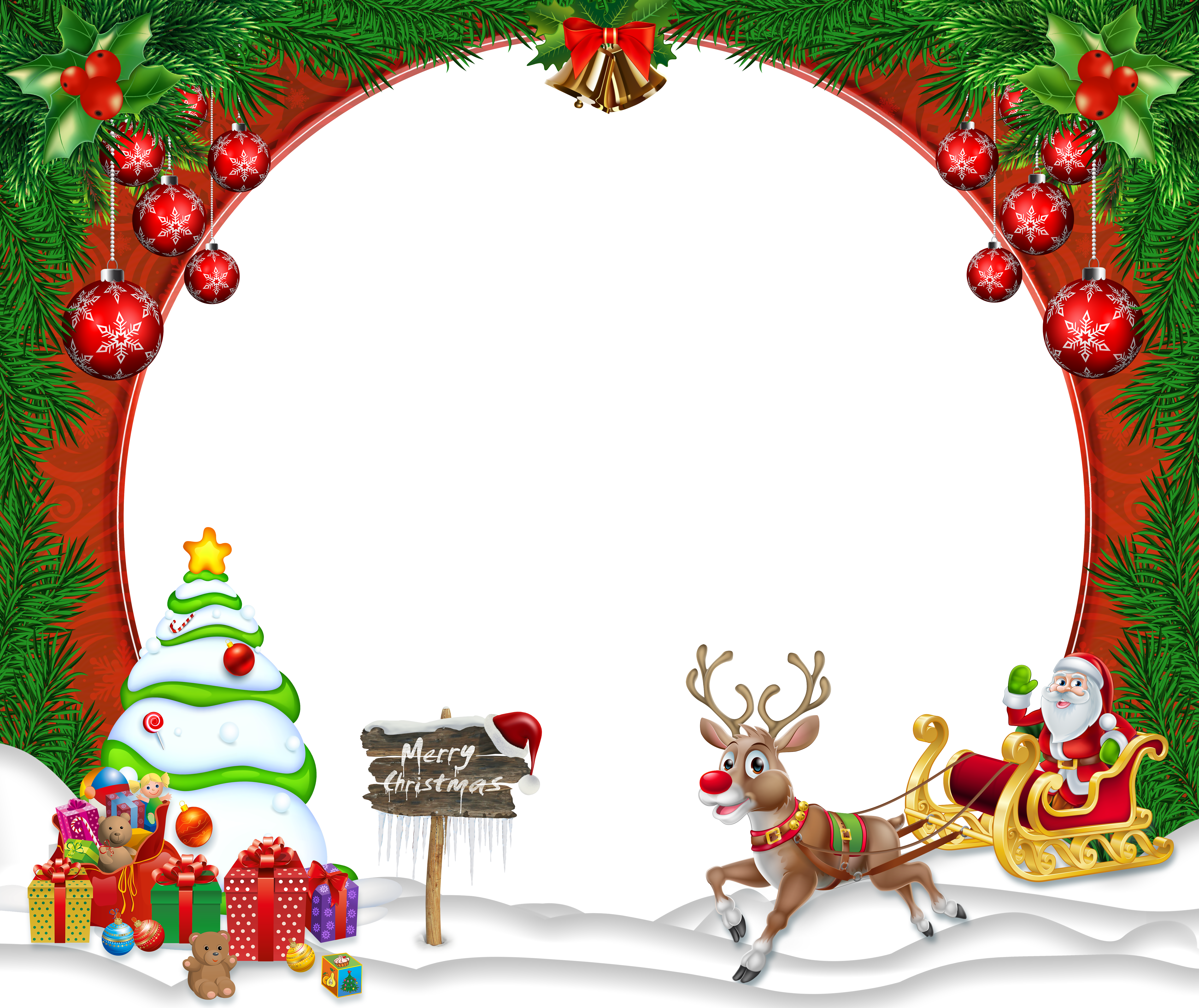 Merry Christmas Transparent Png Frame - Merry Christmas Free Frame Clipart (5000x4203), Png Download