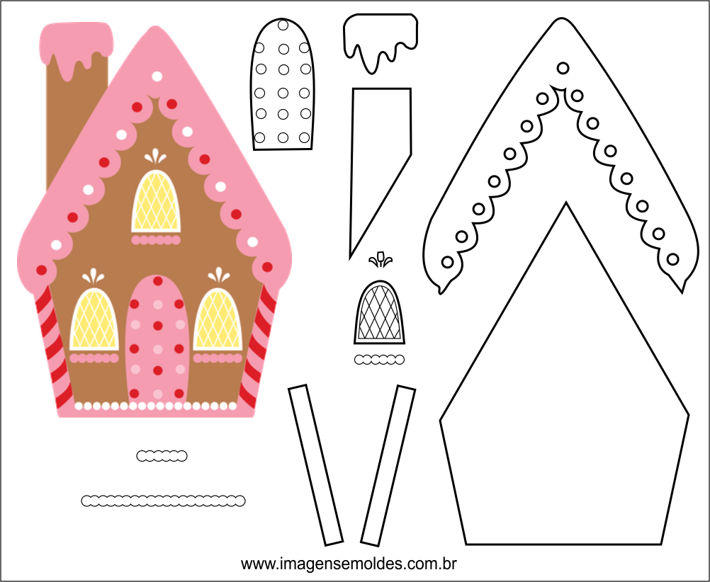 Molde De Natal Para Eva Feltro E Artesanato - Gingerbread House Birthday Party Invitations Clipart (1002x822), Png Download