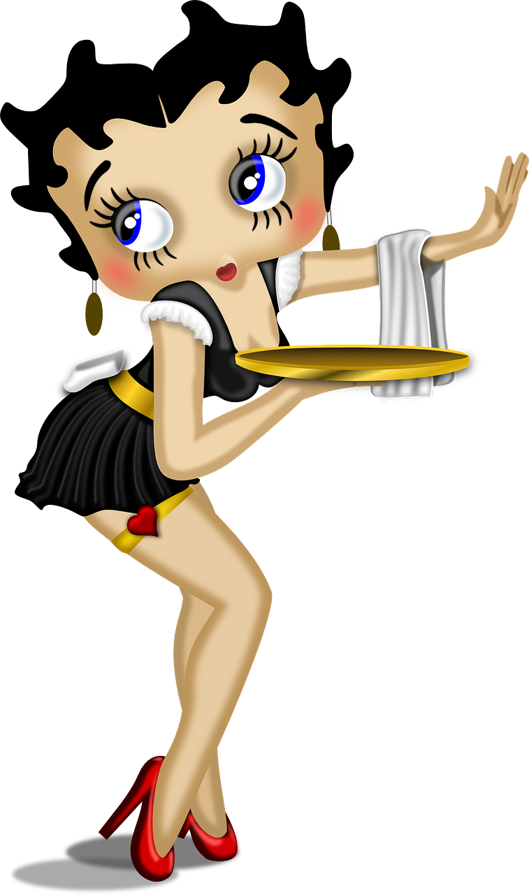 Waitress, Sexy, Cartoon, Costume, Tablet, High-heels - Betty Boop Clipart (757x1280), Png Download