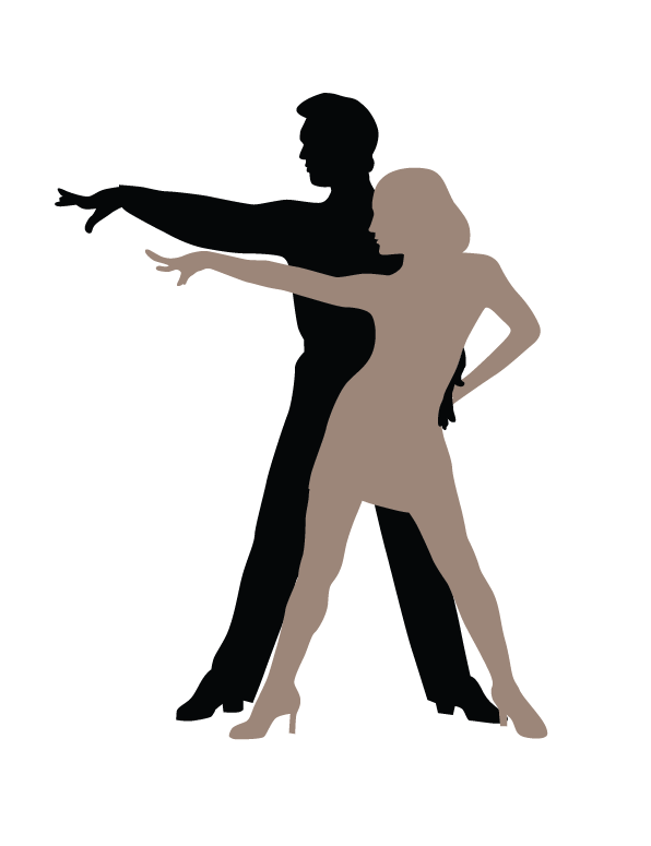 The Hustle - Ballroom Dance Pose Silhouette Clipart (596x775), Png Download