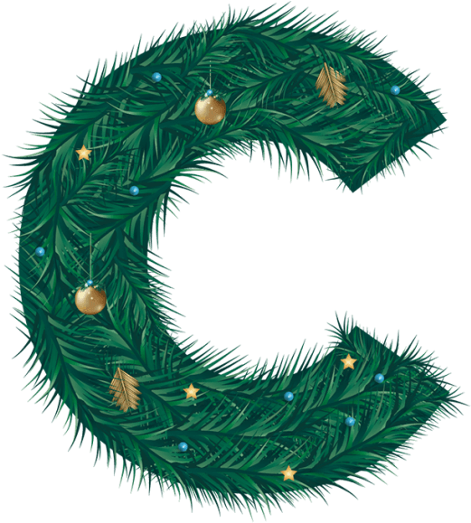 Christmas Decoration Font - Letter C In Christmas Decoration Clipart (595x595), Png Download