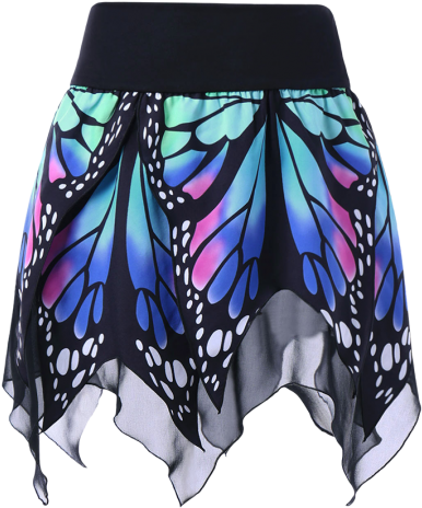 Mujer Falda De Pañuelo Con Estampado De Mariposa En - Butterfly Print Skirt Clipart (600x600), Png Download
