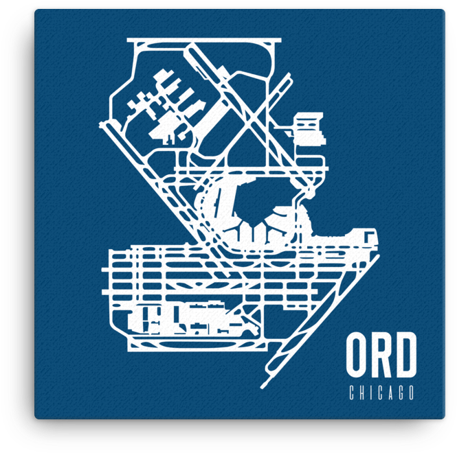 Chicago O'hare Ord Airport Runway Canvas - Chicago O Hare International Airport Clipart (1000x1000), Png Download