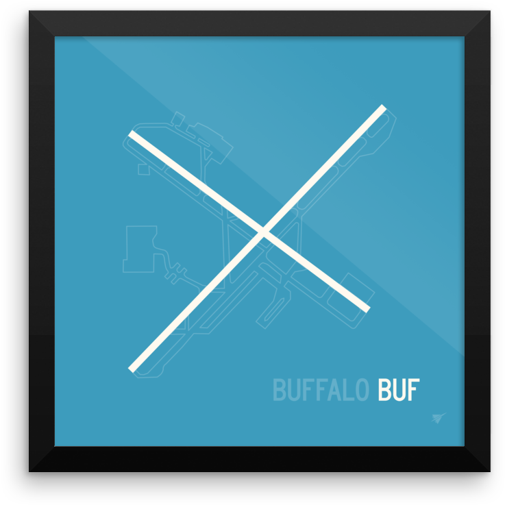 Buf Buffalo Airport Framed Square Poster - Graphic Design Clipart (1000x1000), Png Download