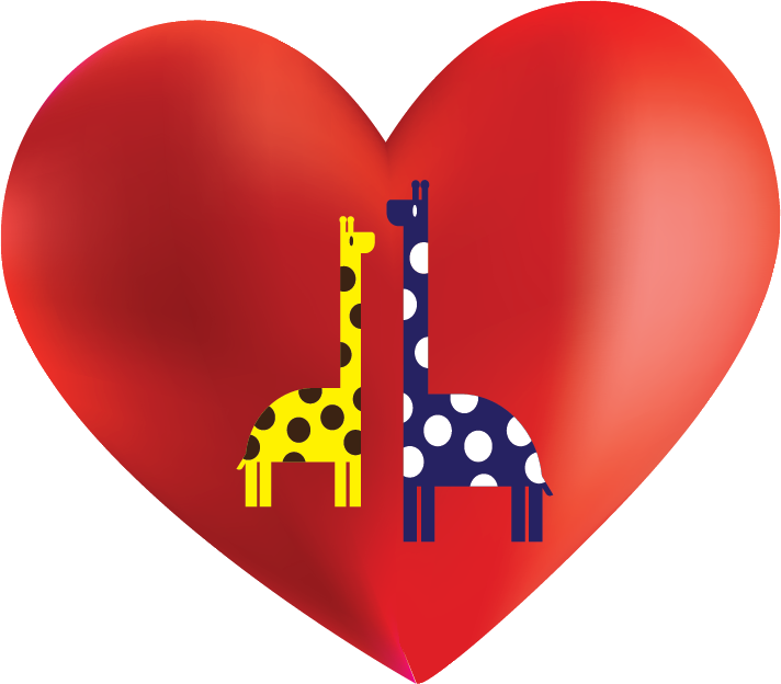 Giraffe And Heart Background - Heart Clipart (712x624), Png Download