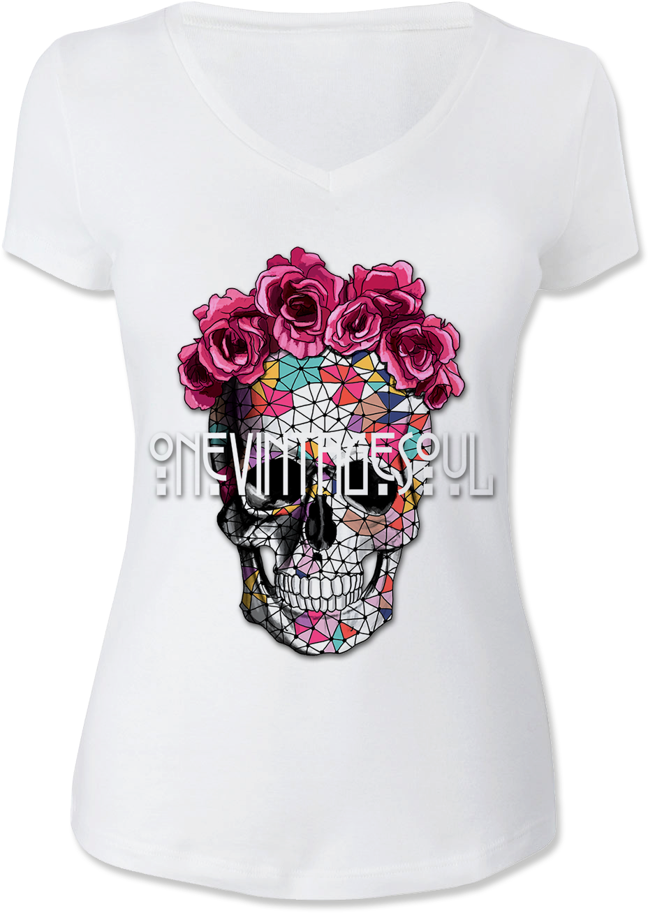 Digital Printing - Women Skull Art T Shirt Clipart (1020x1386), Png Download