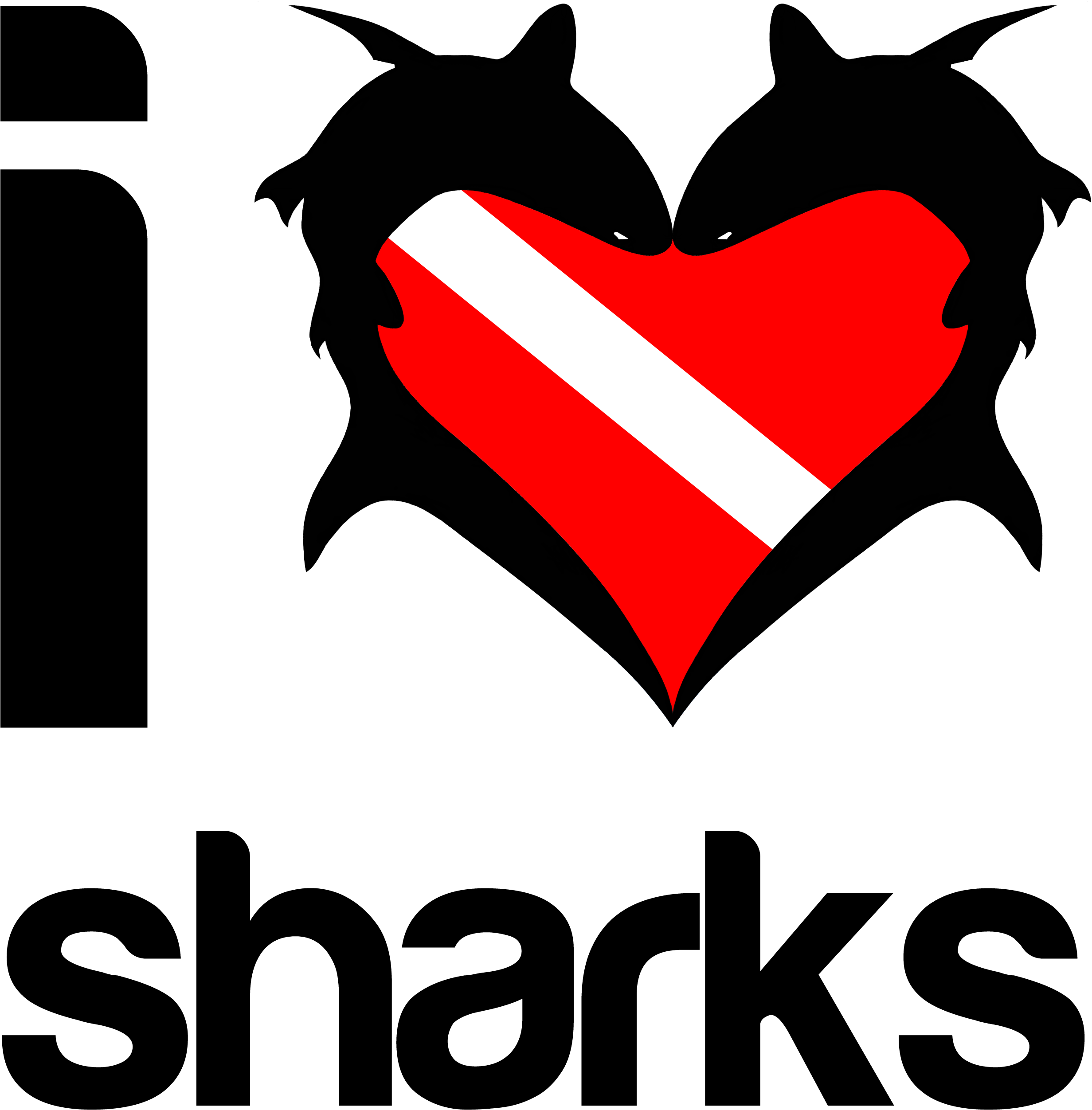 I Love Sharks T-shirt Design - Love Scuba Diving Clipart (2760x2560), Png Download