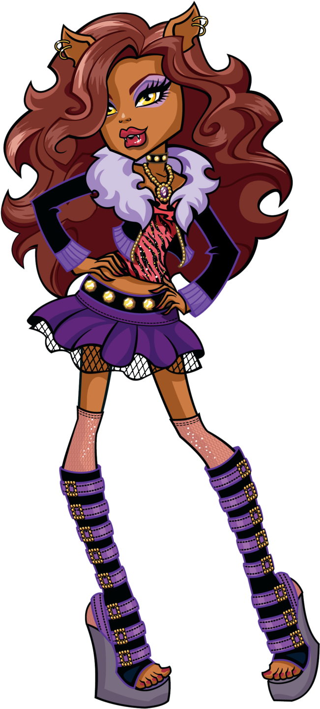 Confident And Fierce, She Is Considered The School's - Monster High Clawdeen Wolf Cartoon Clipart (651x1439), Png Download