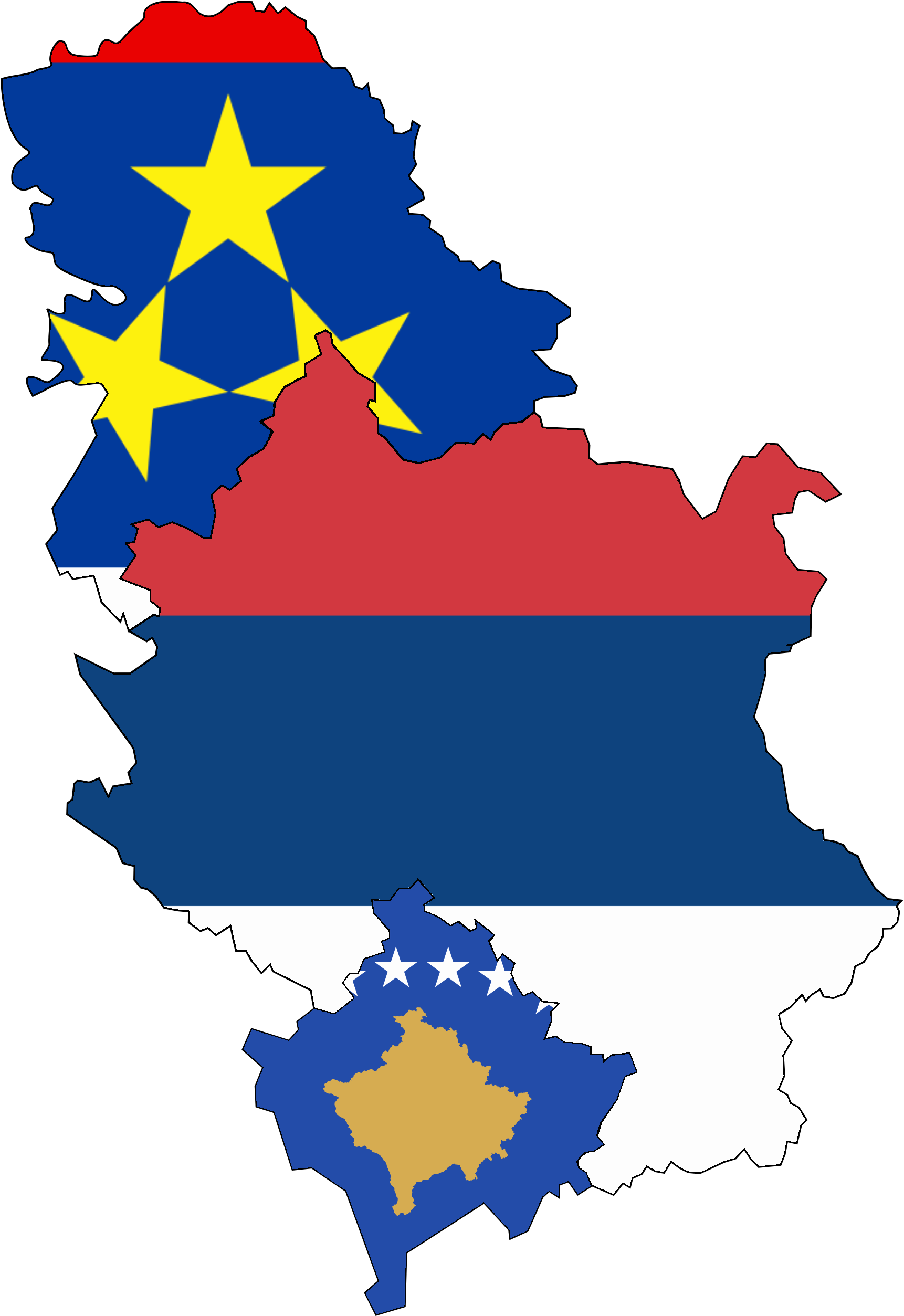 Flag Map Of Serbia, Kosovo, & Vojvodina - Serbia Without Kosovo And Vojvodina Clipart (2000x2771), Png Download