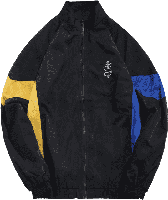 Cortaviento De Contraste Gráfico Chaqueta Negro Signo - Hiking Equipment Clipart (558x744), Png Download