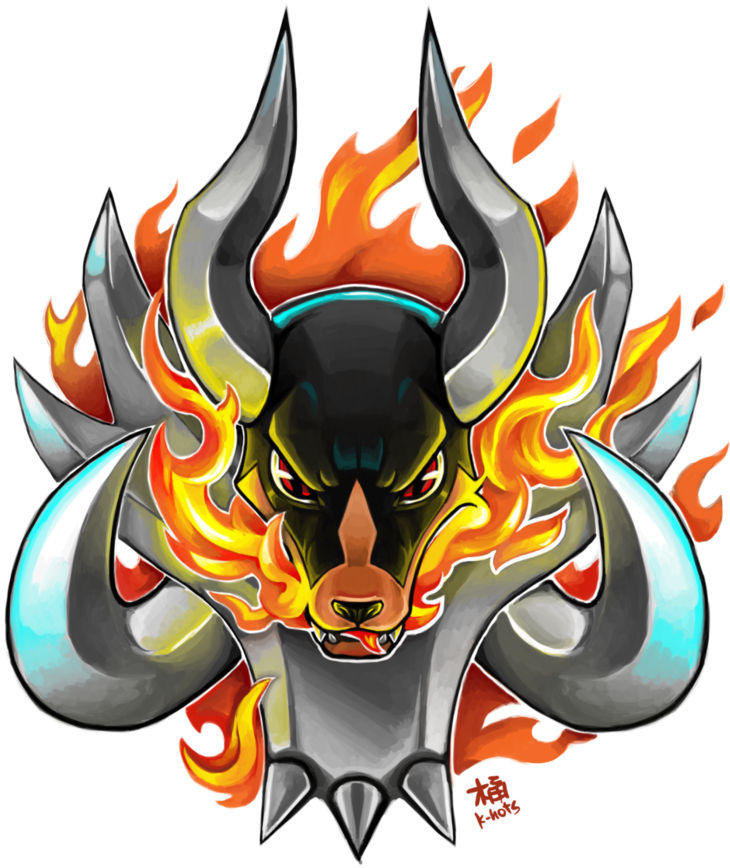 Mega Houndoom Used Fire Fang Tatto By K-hots - Houndoom Clipart (796x1004), Png Download