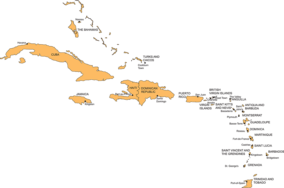 Demographics - Map Of The Caribbean Islands Clipart (980x649), Png Download