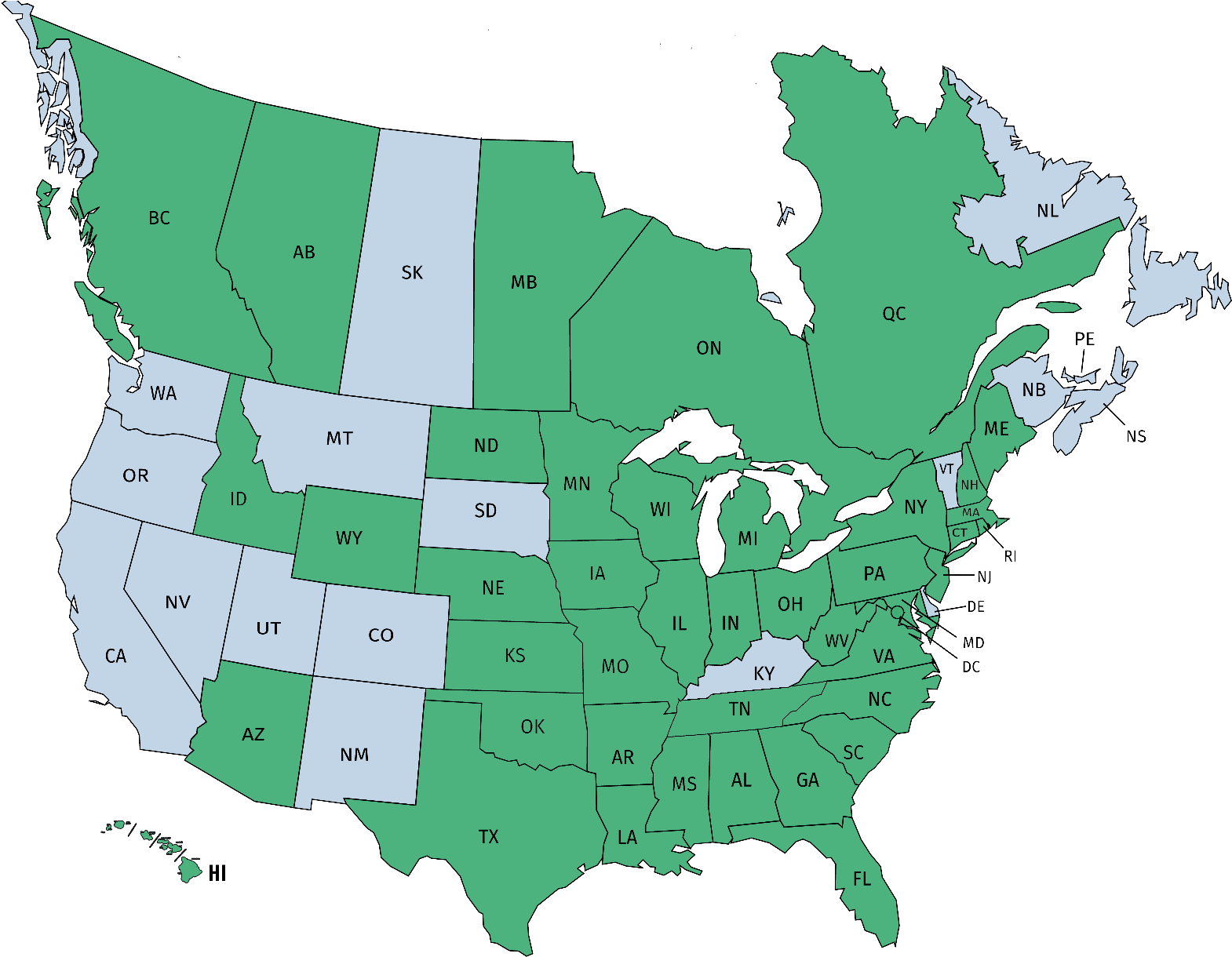 2018 Map Us Canada Trinity School Of Medicine Graduates - Cupertino On A Map Clipart (1625x1244), Png Download