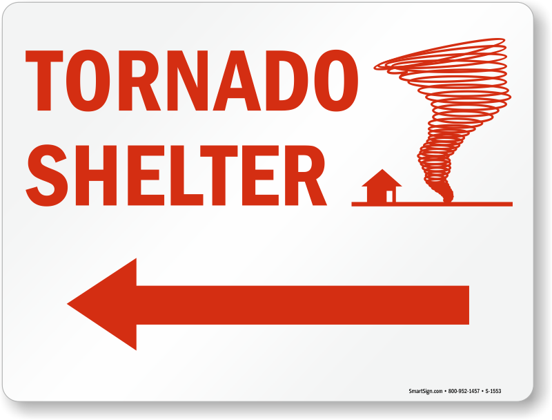 Tornado Shelter Fire & Emergency Sign - Tornado Shelter Sign Clipart (800x608), Png Download