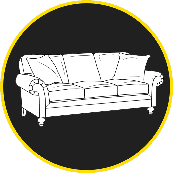 Couch Icon Black Background Circle - Studio Couch Clipart (730x731), Png Download