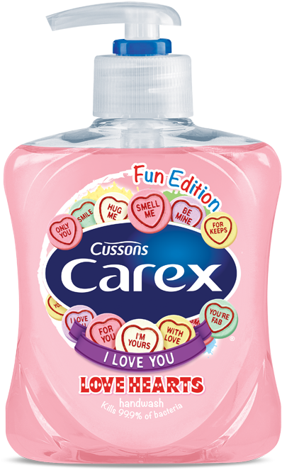 Win A Personalised Bottle Of Carex Love Hearts Hand - Carex Soap Clipart (500x697), Png Download