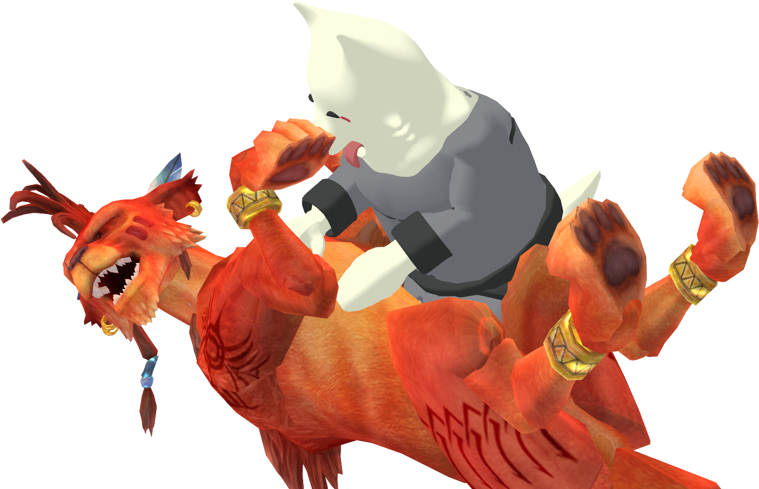 Lesser Dog Gives Red Xiii A Tummy Rub - Illustration Clipart (1920x1080), Png Download