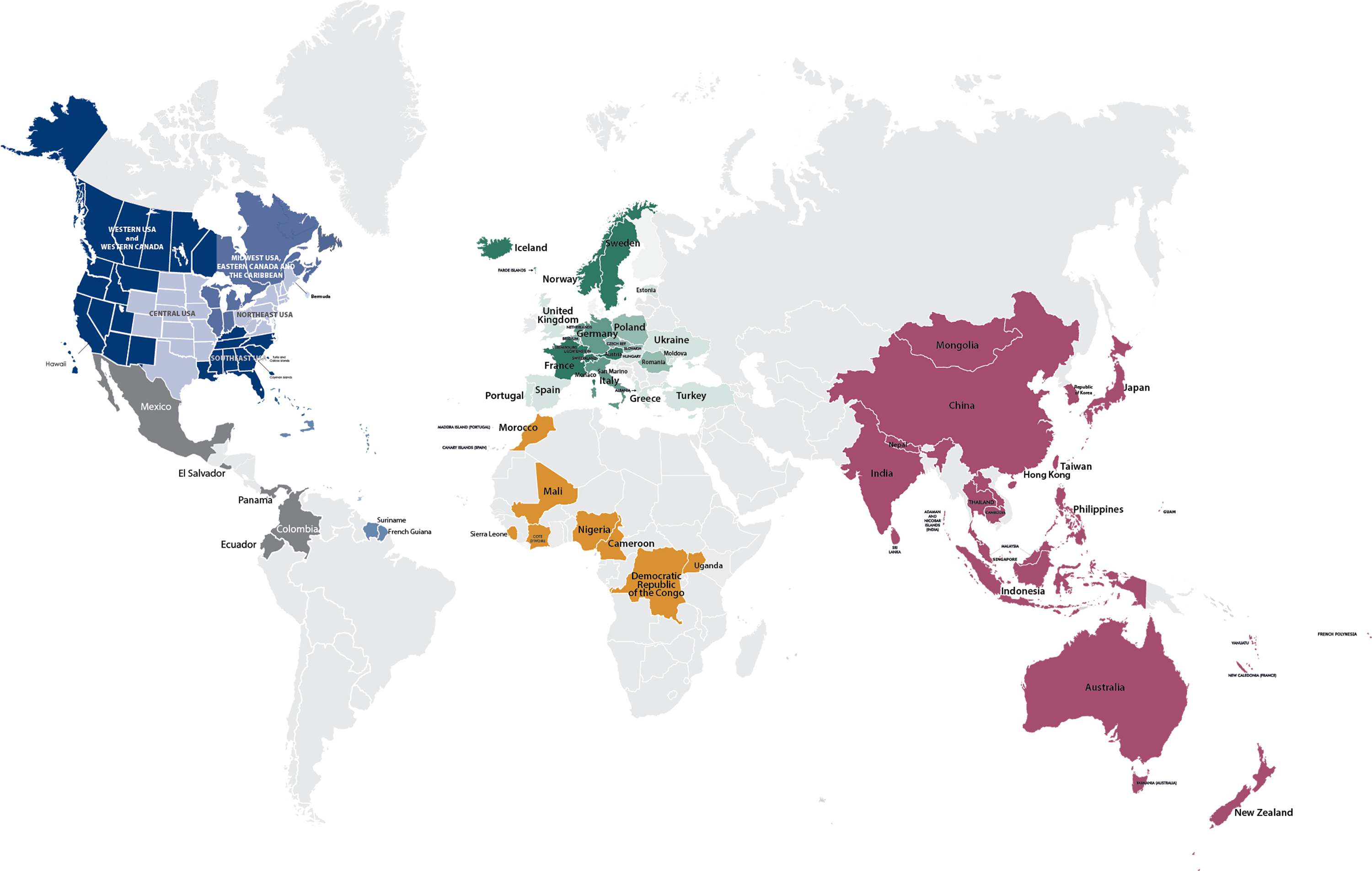 Asia Pacific On World Map Clipart (3000x1904), Png Download