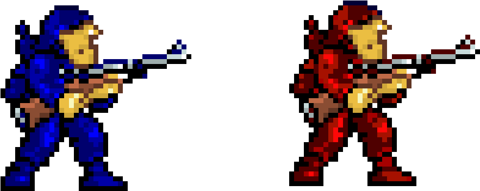Red Vs Blue - Metal Slug Rifle Soldier Clipart (1120x560), Png Download