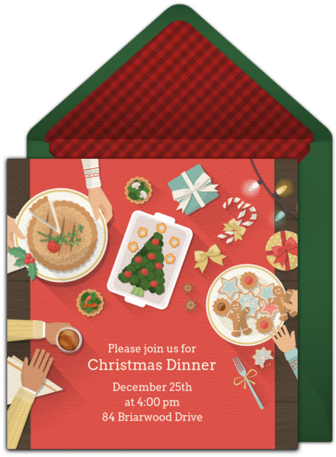 Christmas Dinner Table Online Invitation - Illustration Clipart (650x650), Png Download