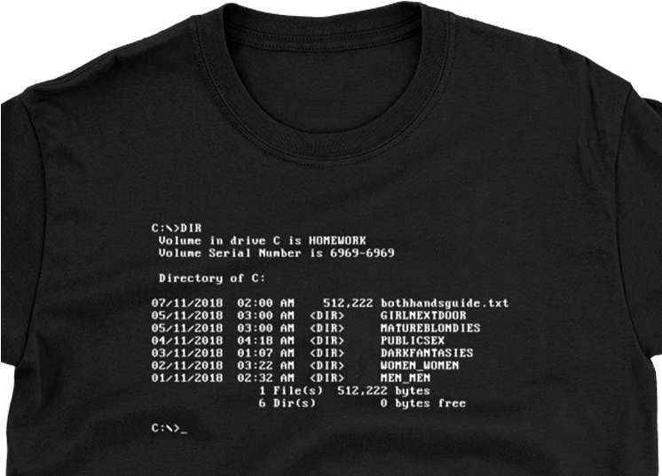 Ms Dos Dir Command - Ms Dos T Shirt Clipart (745x547), Png Download