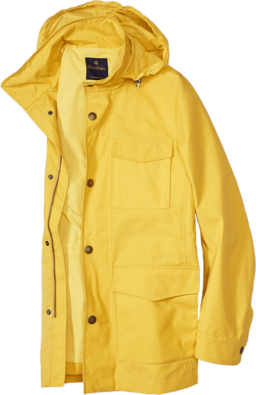 Waxed Field Jacket - Brooks Brothers Yellow Rain Jacket Clipart (527x812), Png Download