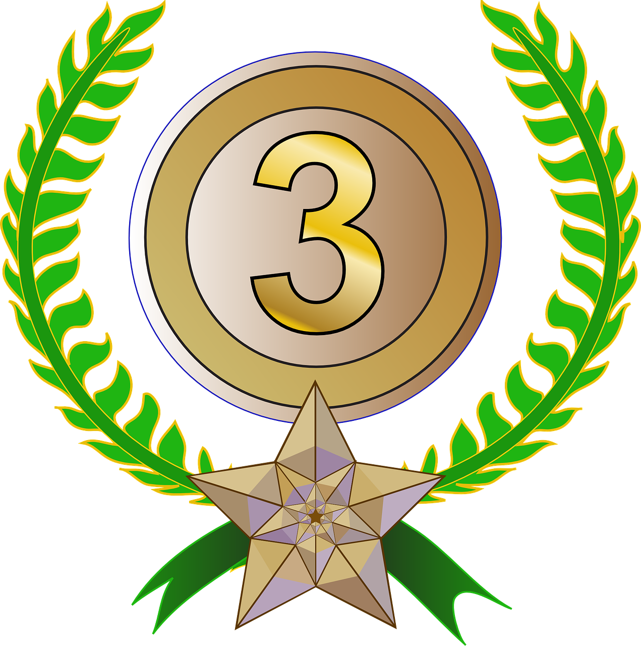 Award Trophy Laurel Wreath 3rd Png Image - Third Place Clipart (1271x1280), Png Download