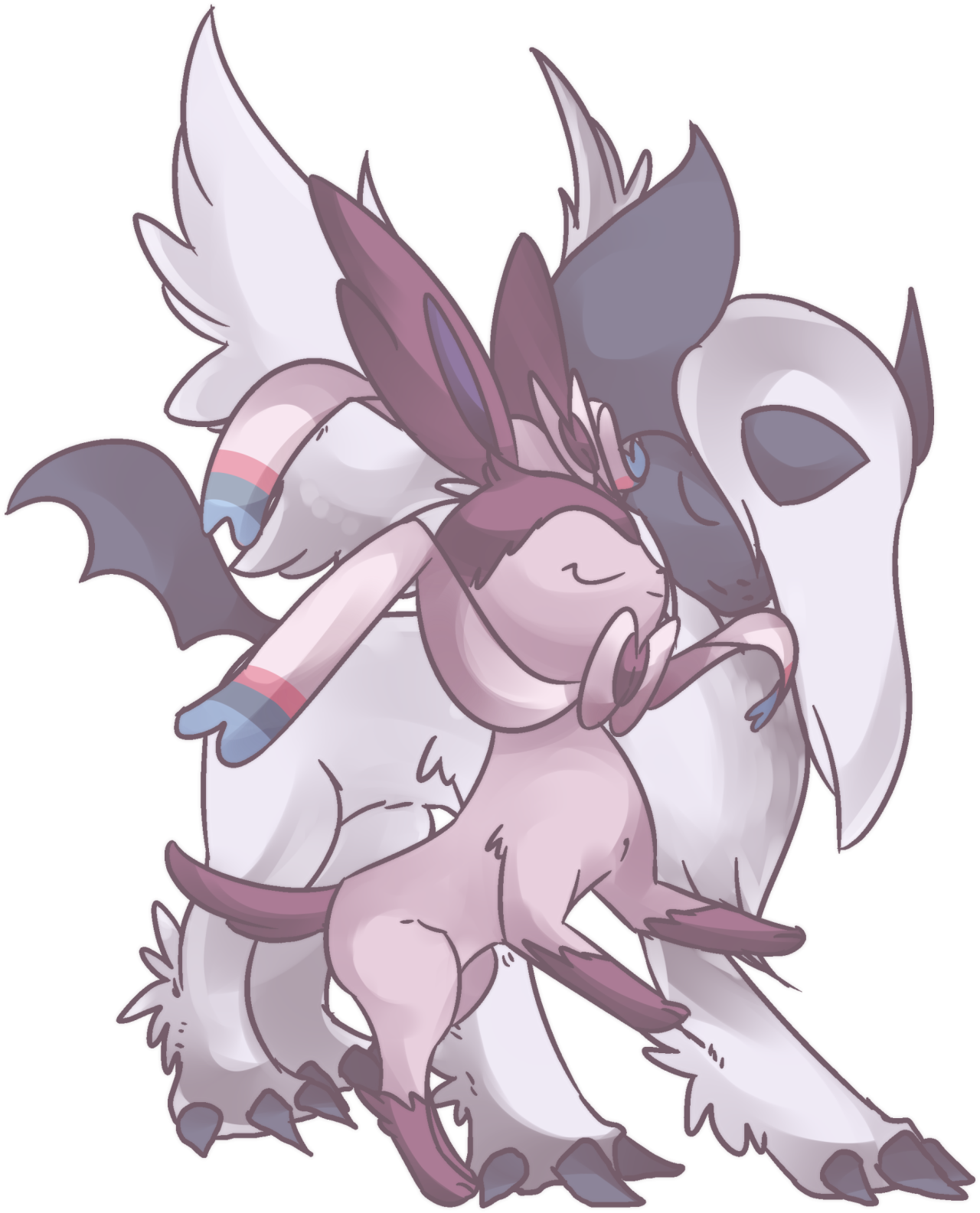 Mega Absol & Nymphia - Mega Absol X Sylveon Clipart (1280x1585), Png Download