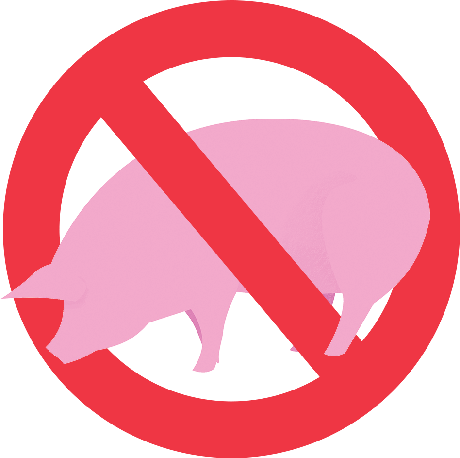 Food Poisoning Causes - No Pork Sign Png Clipart (1000x1000), Png Download