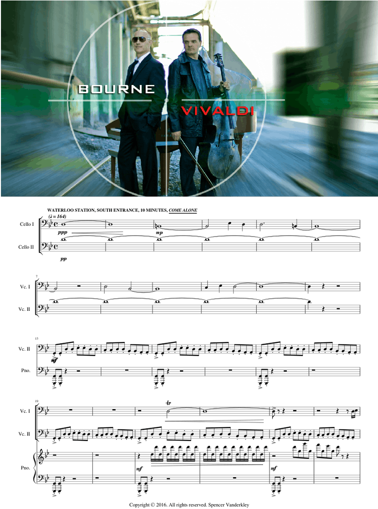 Bourne Soundtrack // Vivaldi's Double Cello Concerto - Sheet Music Clipart (850x1100), Png Download