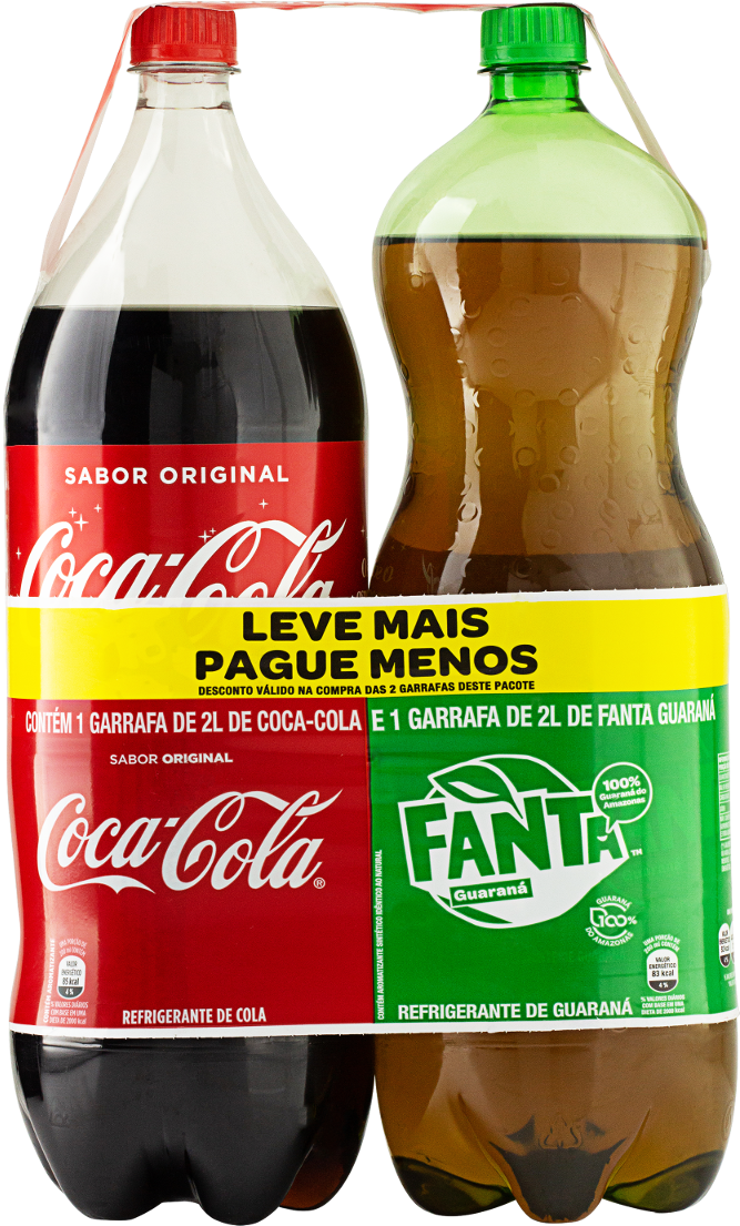 Kit Com 2 Refrigerantes Coca-cola É Guaraná Fanta Garrafa - Kit Coca Cola Fanta Clipart (1200x1200), Png Download