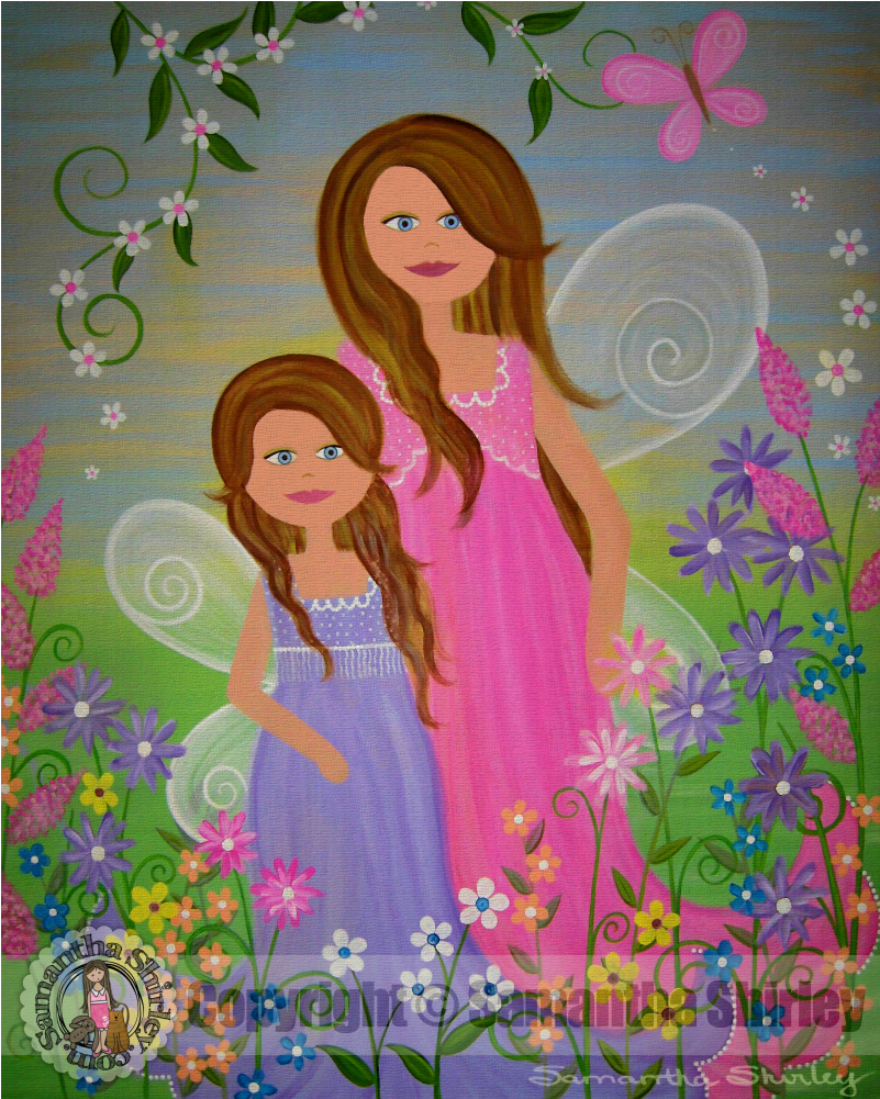 Heavenly Bodies Mother Daughter Angels Girls Kids Wall - Girl Clipart (1000x1000), Png Download