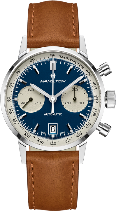 Intra-matic Auto Chrono - Hamilton American Classic Intra Matic Auto Chrono Blue Clipart (500x762), Png Download