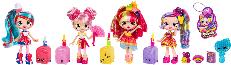Shopkins Season 8 World Vacation Shoppies Bff Travel - Shopkins World Vacation Dolls Clipart (1000x345), Png Download