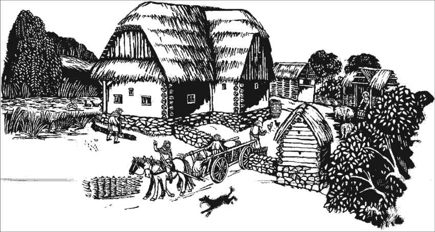 Reconstruction Of Farmstead I In The Deserted Medieval - Illustration Clipart (850x454), Png Download