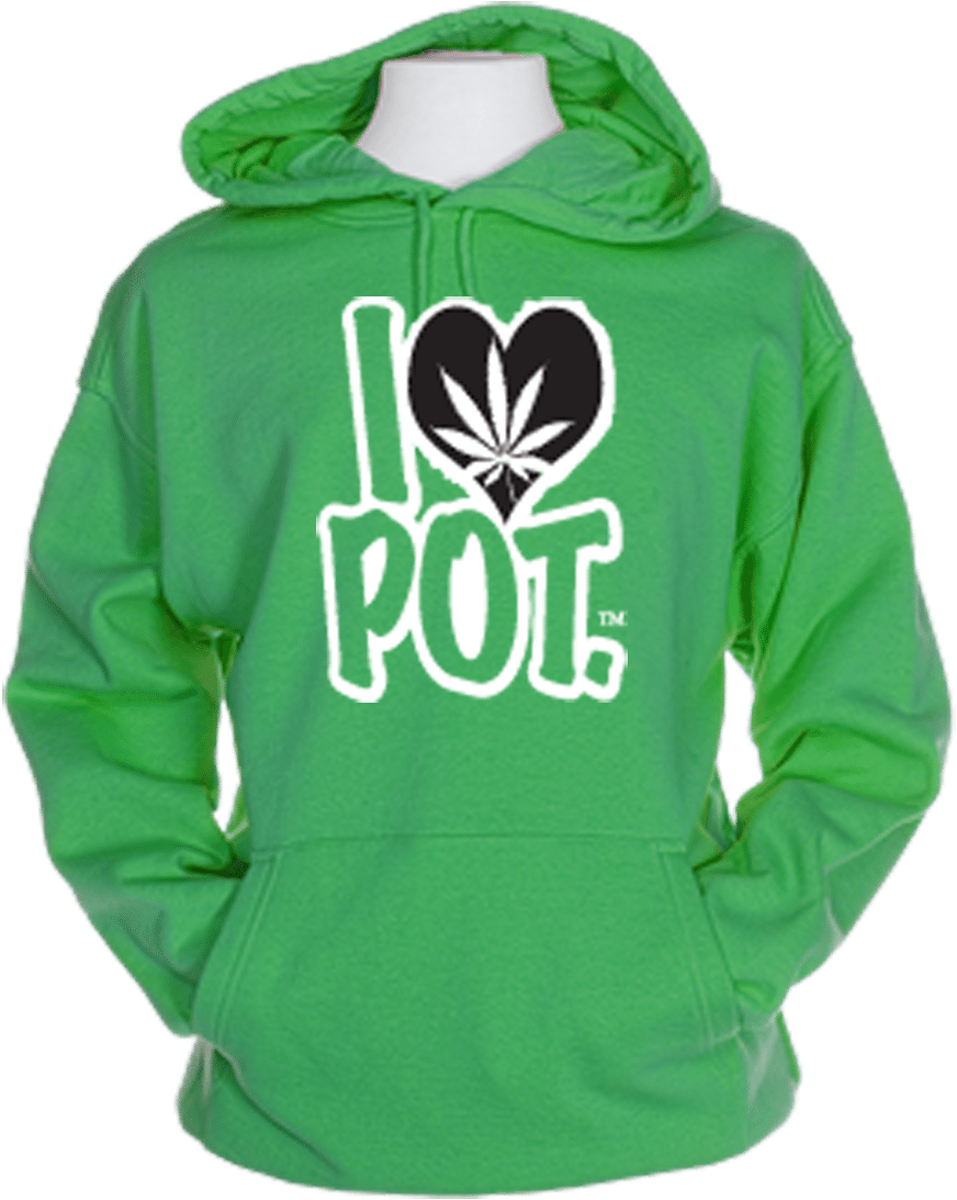 I Love Pot- Mens Kelly Green Hoodie - Hoodie Clipart (931x1200), Png Download