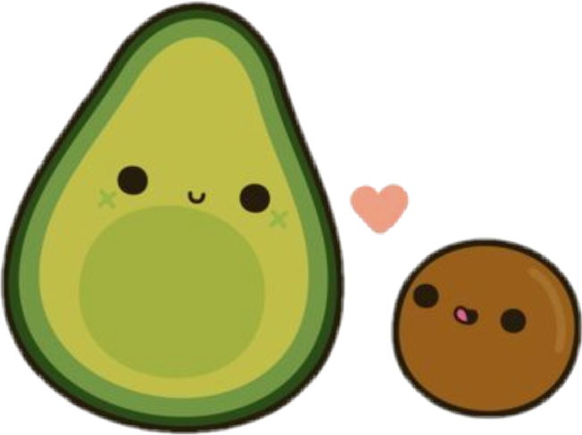 #avocado #love #heart #green #cute #tumblr - Transparent Kawaii Cute Clipart - Png Download (651x487), Png Download