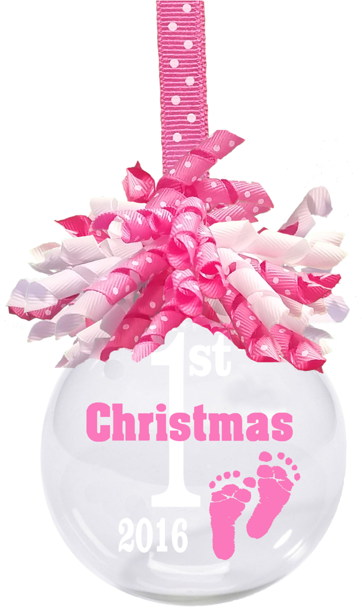 Baby's First Christmas Ornament With Pink Feet And - Kempertrautmann Clipart (927x1200), Png Download