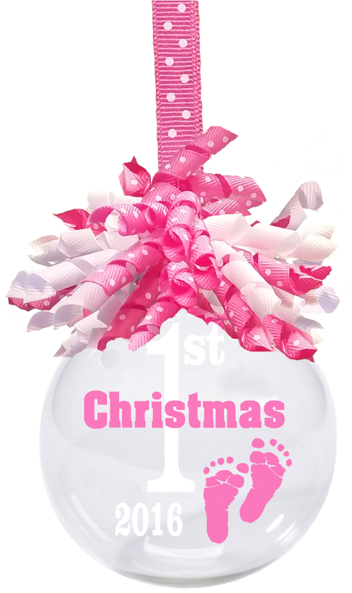 Baby's First Christmas Ornament With Pink Feet And Kempertrautmann