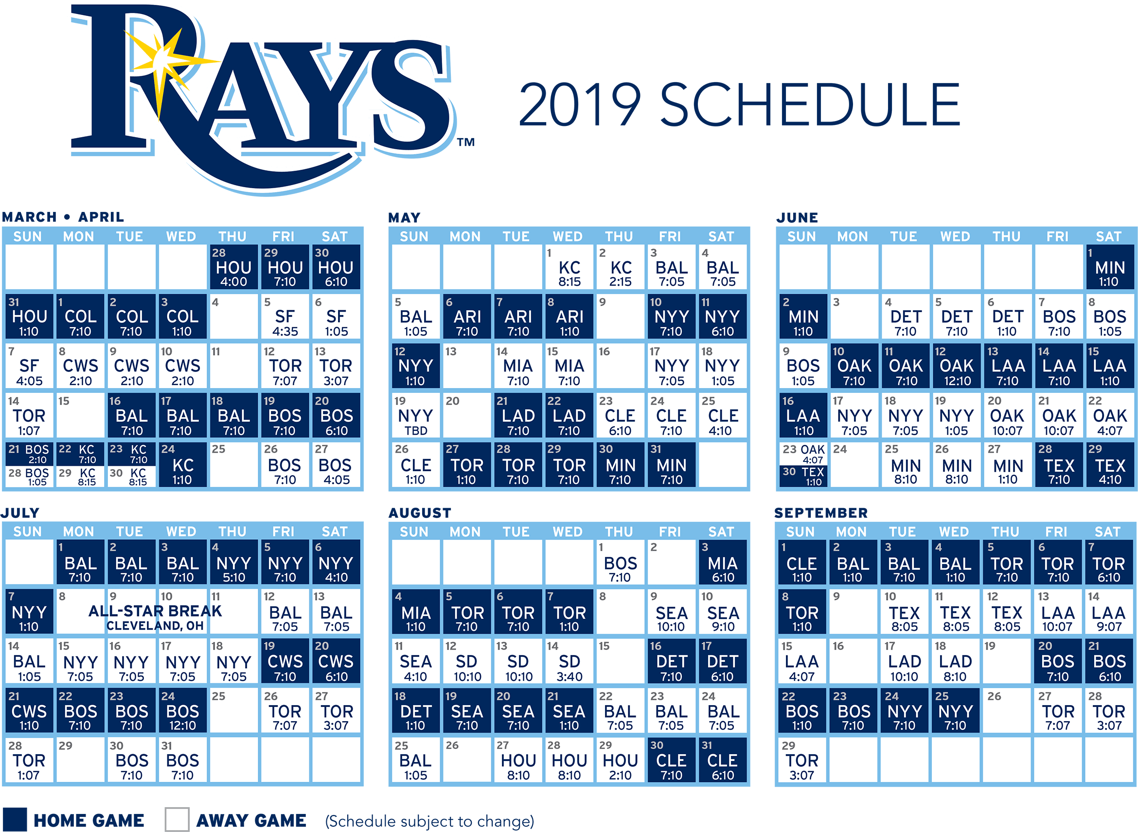 Download The 2019 Tampa Bay Rays Schedule - Tampa Bay Rays Schedule 2018 Clipart (2340x1711), Png Download
